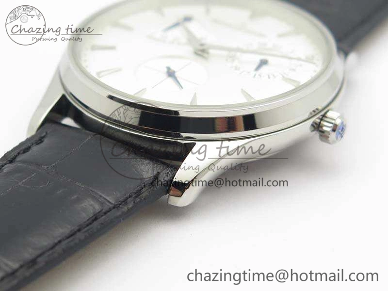 Master Ultra Thin Reserve de Marche SS 3AF Best Edition White Dial On Black Leather Strap A938