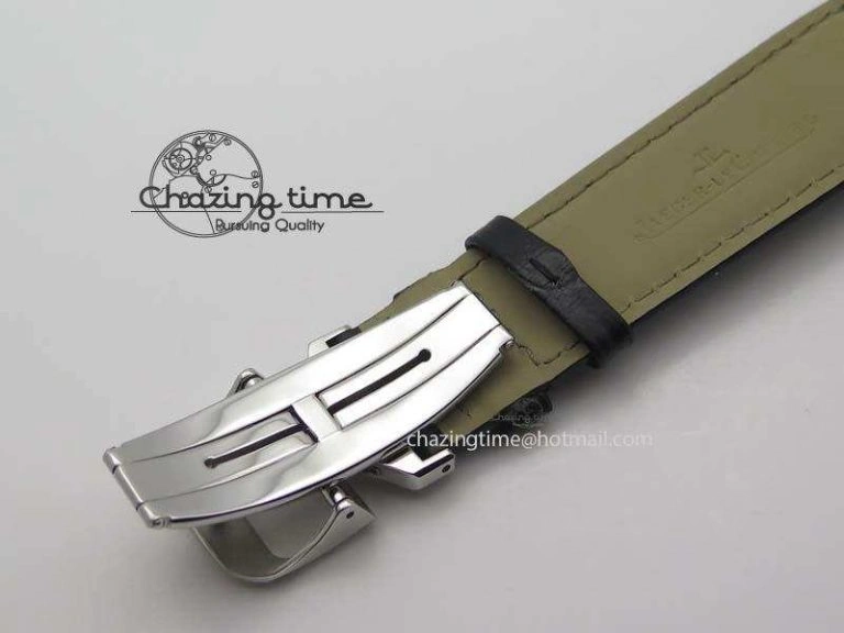 Master Ultra Thin Reserve de Marche SS ZF 1:1 Best Edition Black Dial On Black Leather Strap A938