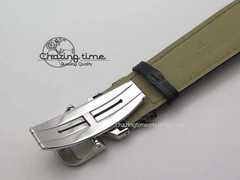 Master Ultra Thin Reserve de Marche SS ZF 1:1 Best Edition Black Dial On Black Leather Strap A938