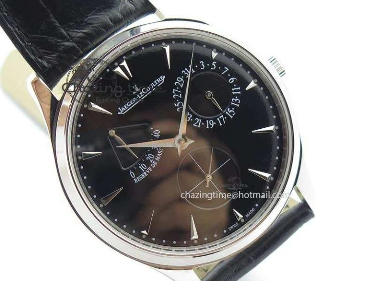 Master Ultra Thin Reserve de Marche SS ZF 1:1 Best Edition Black Dial On Black Leather Strap A938