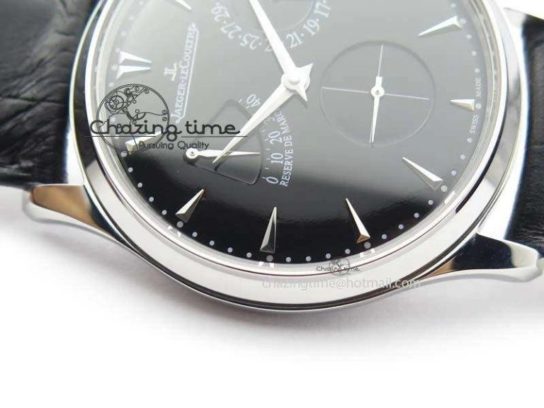 Master Ultra Thin Reserve de Marche SS ZF 1:1 Best Edition Black Dial On Black Leather Strap A938