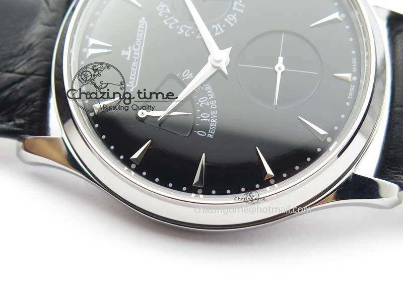 Master Ultra Thin Reserve de Marche SS ZF 1:1 Best Edition Black Dial On Black Leather Strap A938