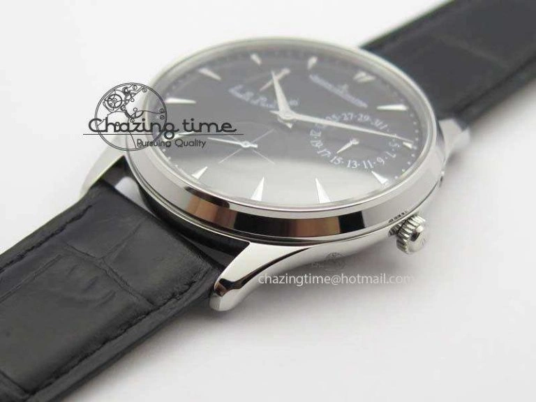 Master Ultra Thin Reserve de Marche SS ZF 1:1 Best Edition Black Dial On Black Leather Strap A938