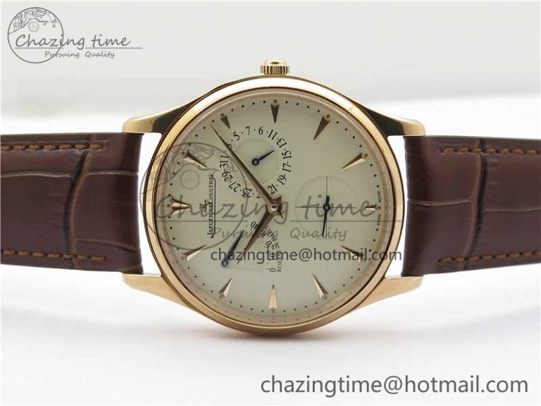 Master Ultra Thin Réserve de Marche RG ZF 1:1 Best Edition Cream Dial on Brown Leather Strap A938 V3