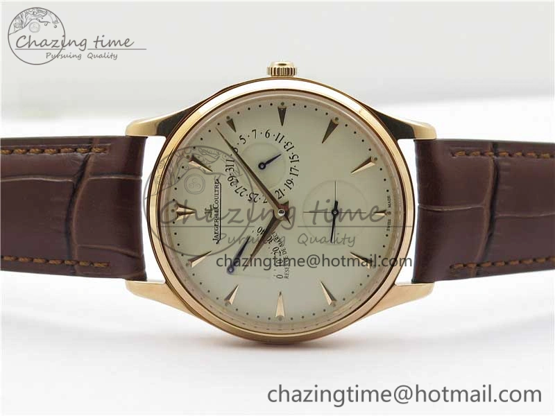 Master Ultra Thin Réserve de Marche RG ZF 1:1 Best Edition Cream Dial on Brown Leather Strap A938 V3