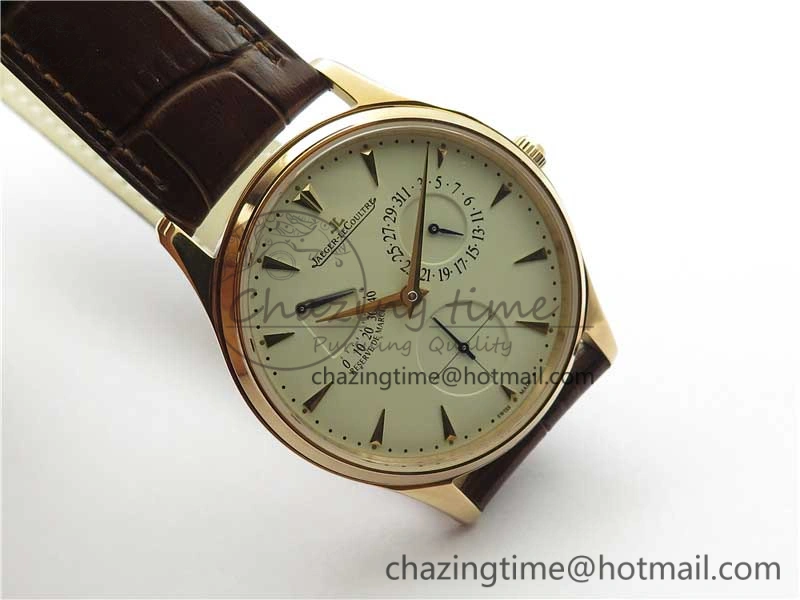 Master Ultra Thin Réserve de Marche RG ZF 1:1 Best Edition Cream Dial on Brown Leather Strap A938 V3