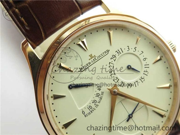 Master Ultra Thin Réserve de Marche RG ZF 1:1 Best Edition Cream Dial on Brown Leather Strap A938 V3