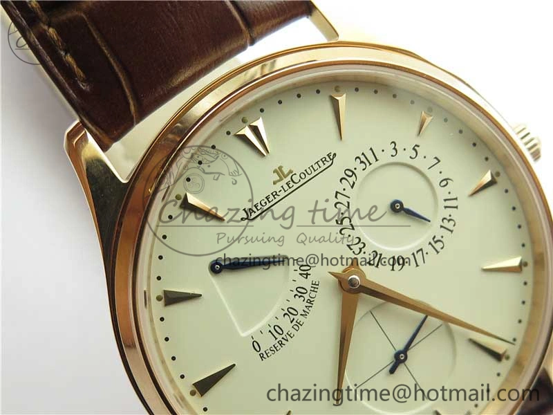 Master Ultra Thin Réserve de Marche RG ZF 1:1 Best Edition Cream Dial on Brown Leather Strap A938 V3