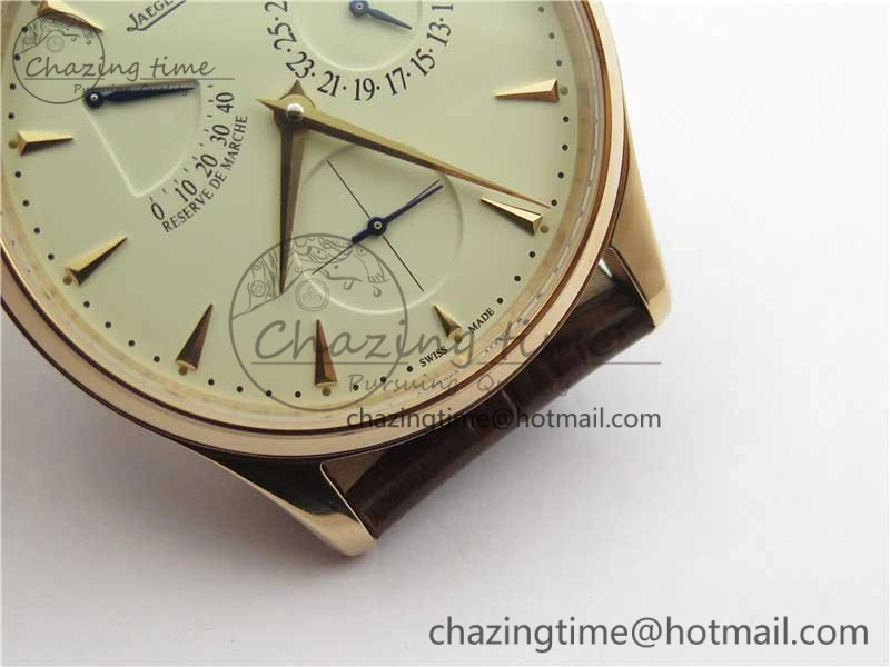 Master Ultra Thin Réserve de Marche RG ZF 1:1 Best Edition Cream Dial on Brown Leather Strap A938 V3