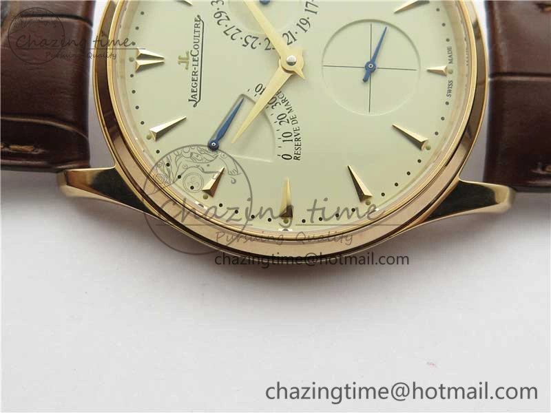 Master Ultra Thin Réserve de Marche RG ZF 1:1 Best Edition Cream Dial on Brown Leather Strap A938 V3