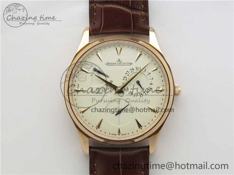 Master Ultra Thin Réserve de Marche RG ZF 1:1 Best Edition Cream Dial on Brown Leather Strap A938 V3
