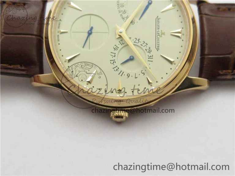 Master Ultra Thin Réserve de Marche RG ZF 1:1 Best Edition Cream Dial on Brown Leather Strap A938 V3