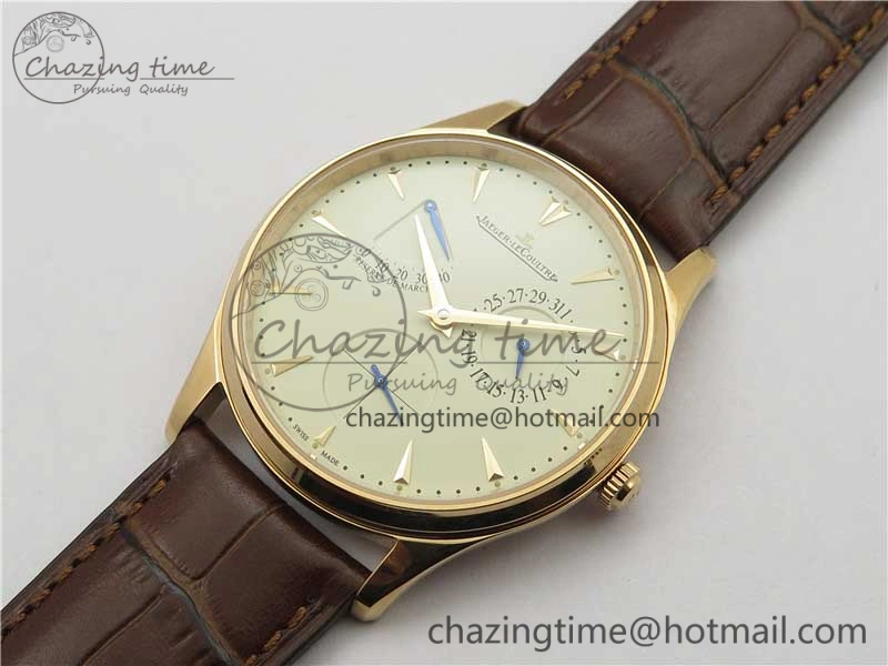 Master Ultra Thin Réserve de Marche RG ZF 1:1 Best Edition Cream Dial on Brown Leather Strap A938 V3