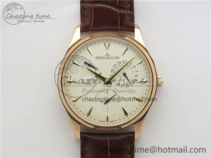 Master Ultra Thin Réserve de Marche RG ZF 1:1 Best Edition Cream Dial on Brown Leather Strap A938 V3