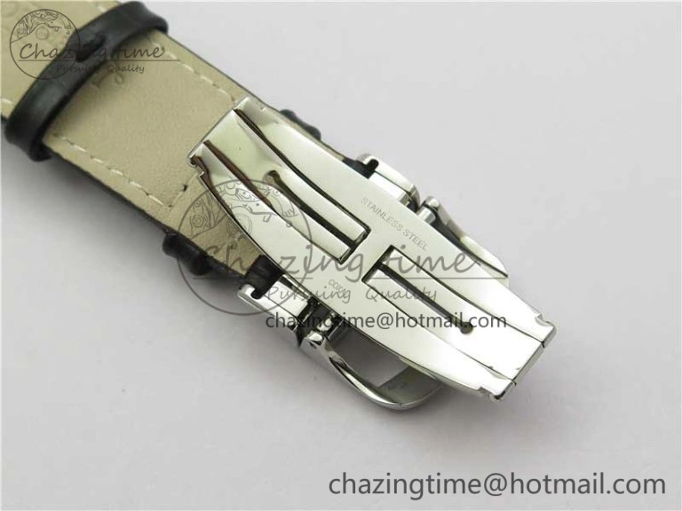 Master Ultra Thin Réserve de Marche SS ZF 1:1 Best Edition White Dial on Black Leather Strap A938 V3