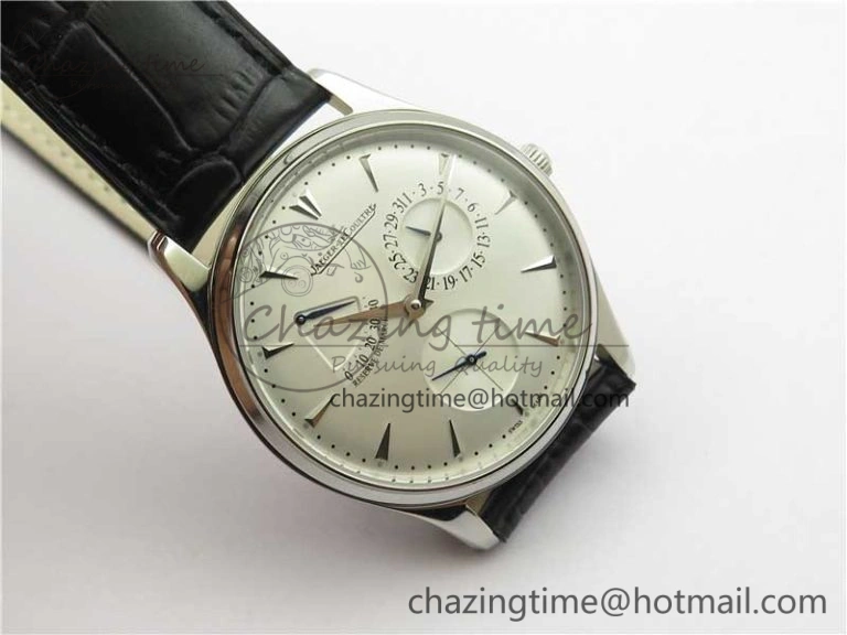 Master Ultra Thin Réserve de Marche SS ZF 1:1 Best Edition White Dial on Black Leather Strap A938 V3