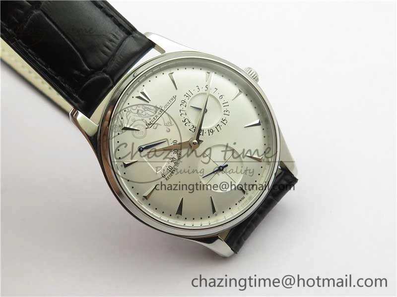 Master Ultra Thin Réserve de Marche SS ZF 1:1 Best Edition White Dial on Black Leather Strap A938 V3