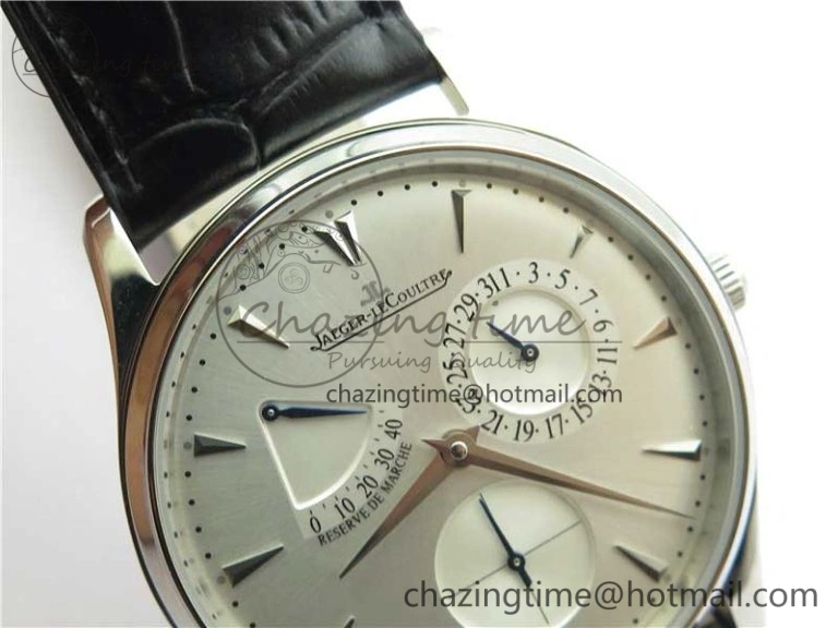 Master Ultra Thin Réserve de Marche SS ZF 1:1 Best Edition White Dial on Black Leather Strap A938 V3
