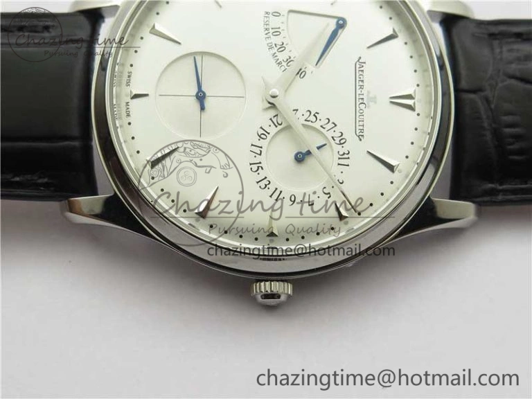 Master Ultra Thin Réserve de Marche SS ZF 1:1 Best Edition White Dial on Black Leather Strap A938 V3