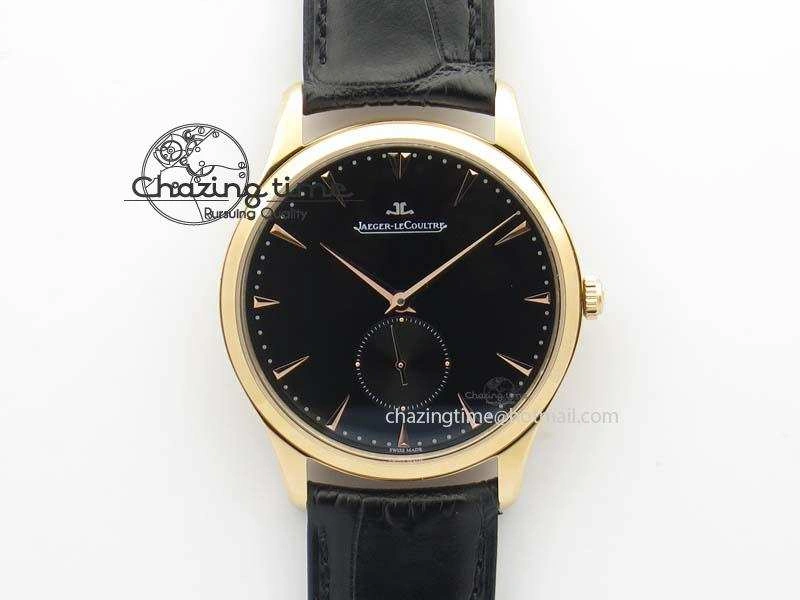 Master Ultra Thin Small Second RG ZF 1:1 Best Edition Black Dial On Black Leather Strap A896