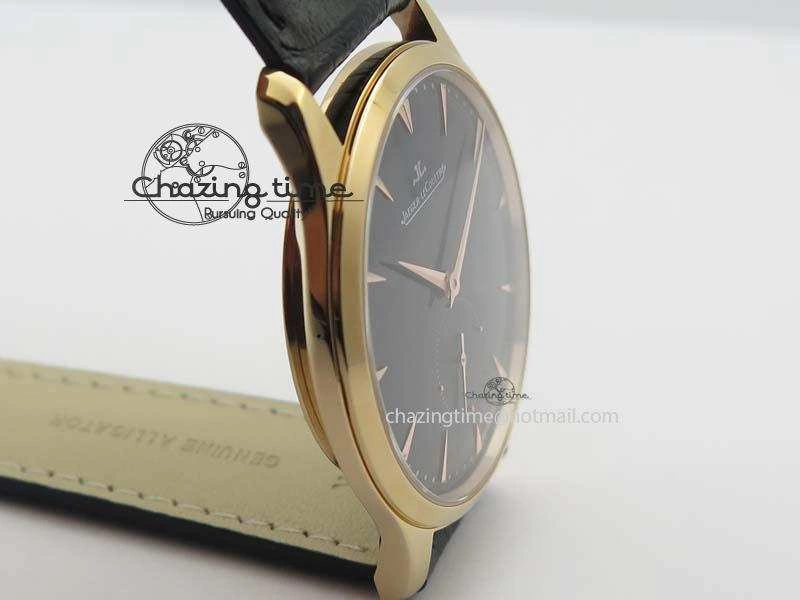 Master Ultra Thin Small Second RG ZF 1:1 Best Edition Black Dial On Black Leather Strap A896
