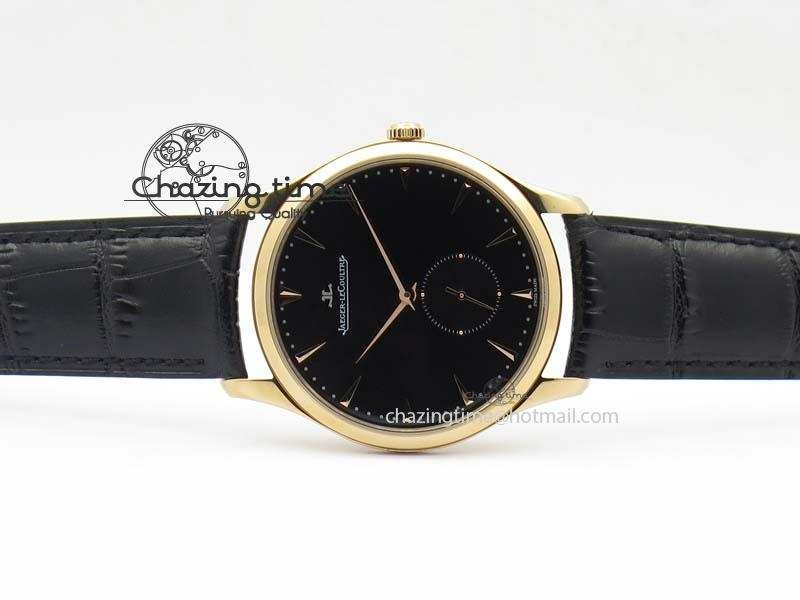 Master Ultra Thin Small Second RG ZF 1:1 Best Edition Black Dial On Black Leather Strap A896