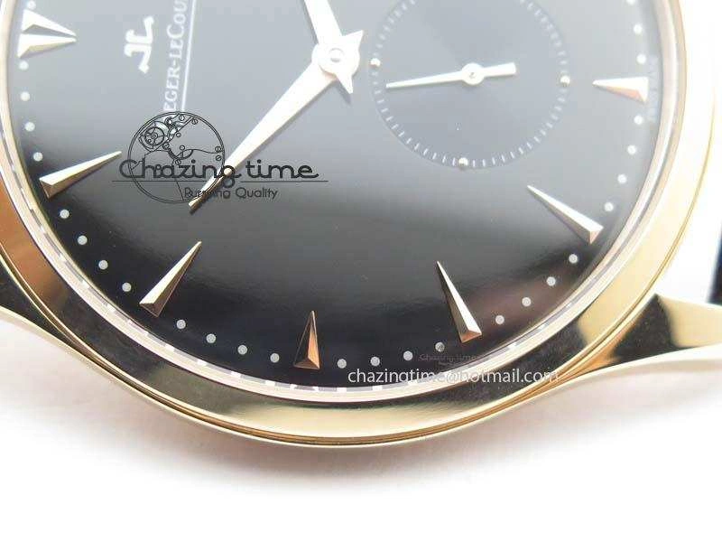 Master Ultra Thin Small Second RG ZF 1:1 Best Edition Black Dial On Black Leather Strap A896