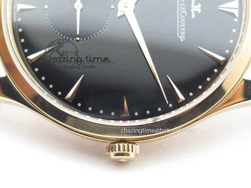 Master Ultra Thin Small Second RG ZF 1:1 Best Edition Black Dial On Black Leather Strap A896