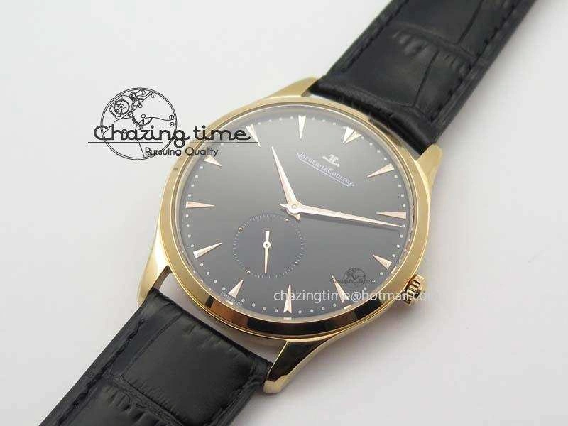 Master Ultra Thin Small Second RG ZF 1:1 Best Edition Black Dial On Black Leather Strap A896