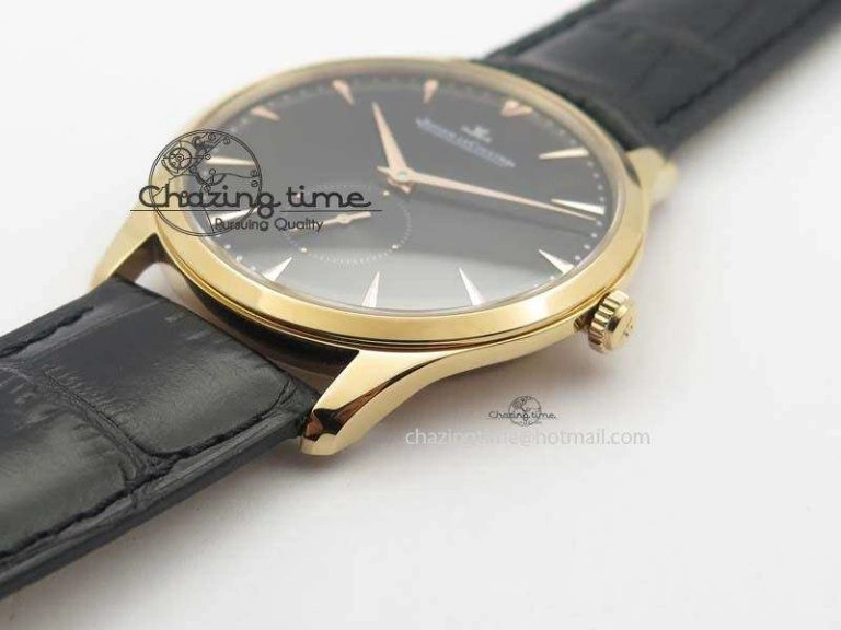 Master Ultra Thin Small Second RG ZF 1:1 Best Edition Black Dial On Black Leather Strap A896