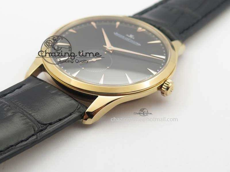 Master Ultra Thin Small Second RG ZF 1:1 Best Edition Black Dial On Black Leather Strap A896