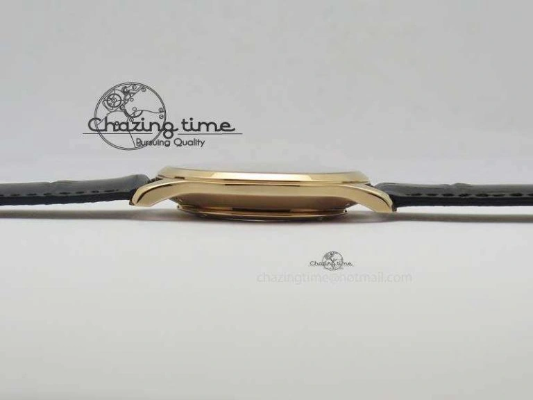 Master Ultra Thin Small Second RG ZF 1:1 Best Edition Black Dial On Black Leather Strap A896
