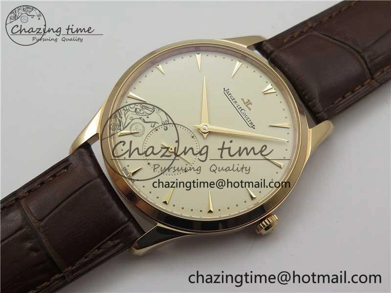Master Ultra Thin Small Second RG ZF 1:1 Best Edition White Dial on Brown Leather Strap A896