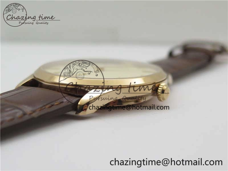 Master Ultra Thin Small Second RG ZF 1:1 Best Edition White Dial on Brown Leather Strap A896