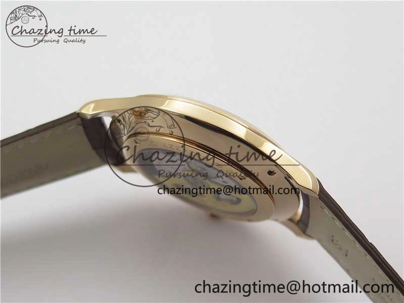 Master Ultra Thin Small Second RG ZF 1:1 Best Edition White Dial on Brown Leather Strap A896