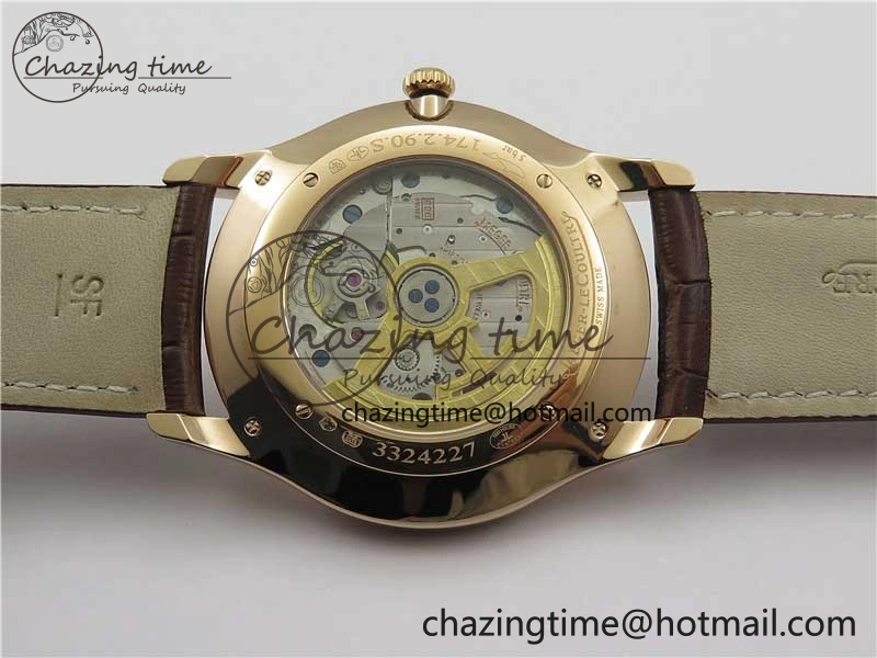 Master Ultra Thin Small Second RG ZF 1:1 Best Edition White Dial on Brown Leather Strap A896