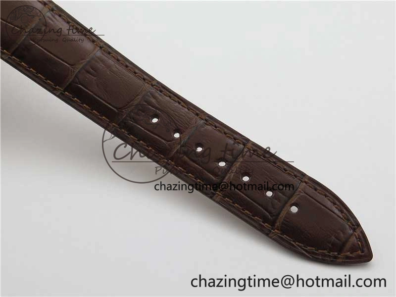 Master Ultra Thin Small Second RG ZF 1:1 Best Edition White Dial on Brown Leather Strap A896