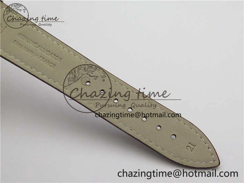 Master Ultra Thin Small Second RG ZF 1:1 Best Edition White Dial on Brown Leather Strap A896