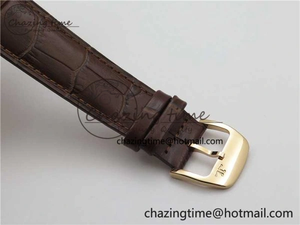 Master Ultra Thin Small Second RG ZF 1:1 Best Edition White Dial on Brown Leather Strap A896