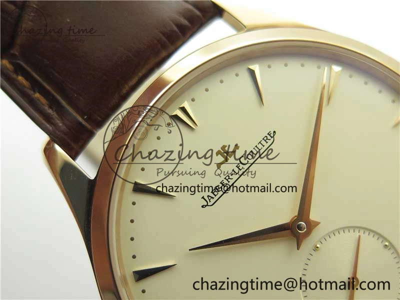 Master Ultra Thin Small Second RG ZF 1:1 Best Edition White Dial on Brown Leather Strap A896