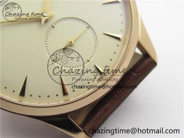Master Ultra Thin Small Second RG ZF 1:1 Best Edition White Dial on Brown Leather Strap A896