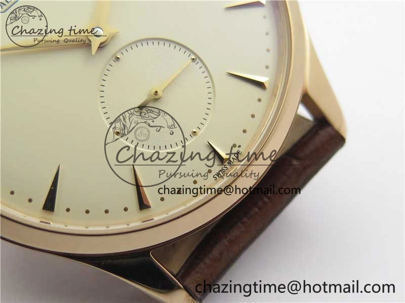 Master Ultra Thin Small Second RG ZF 1:1 Best Edition White Dial on Brown Leather Strap A896