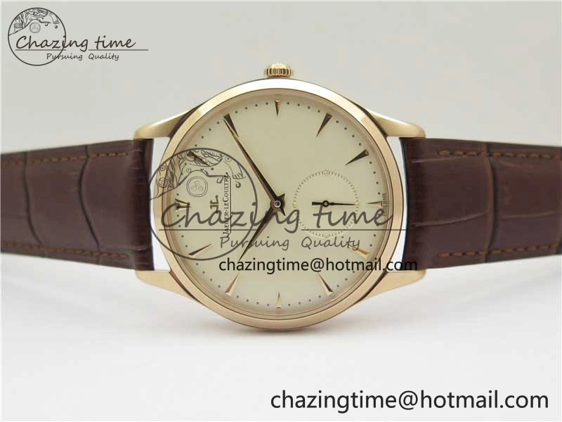 Master Ultra Thin Small Second RG ZF 1:1 Best Edition White Dial on Brown Leather Strap A896