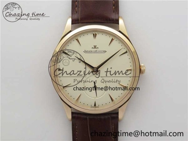 Master Ultra Thin Small Second RG ZF 1:1 Best Edition White Dial on Brown Leather Strap A896