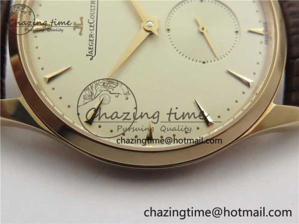 Master Ultra Thin Small Second RG ZF 1:1 Best Edition White Dial on Brown Leather Strap A896