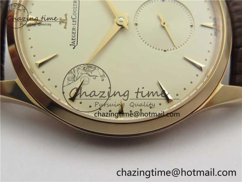 Master Ultra Thin Small Second RG ZF 1:1 Best Edition White Dial on Brown Leather Strap A896