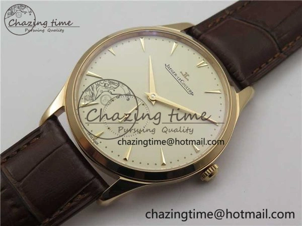Master Ultra Thin Small Second RG ZF 1:1 Best Edition White Dial on Brown Leather Strap A896