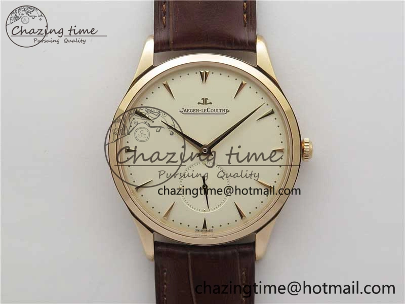 Master Ultra Thin Small Second RG ZF 1:1 Best Edition White Dial on Brown Leather Strap A896