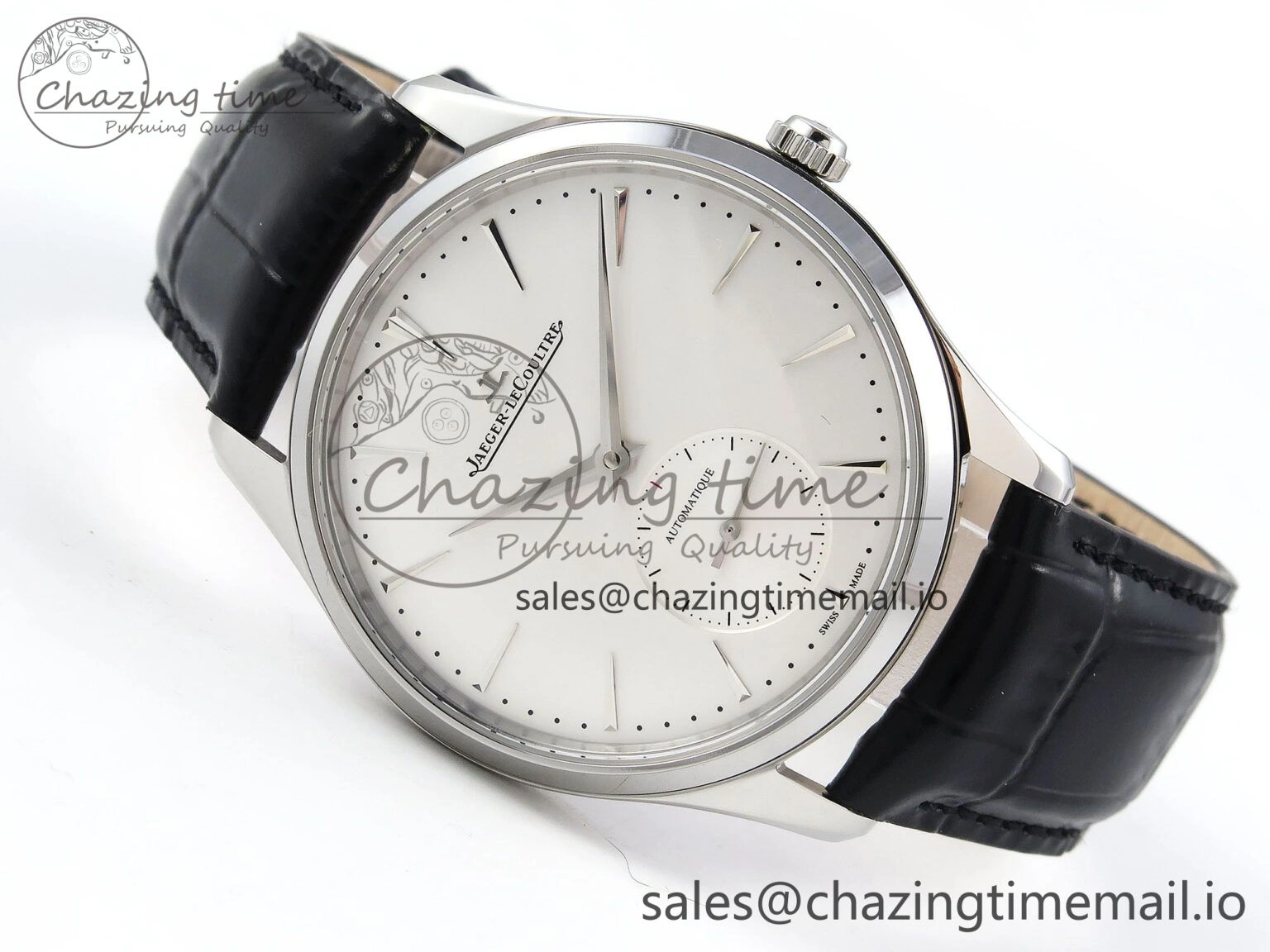 Master Ultra Thin Small Second SS APSF 1:1 Best Edition White Dial on Black Leather Strap SA896 Super Clone