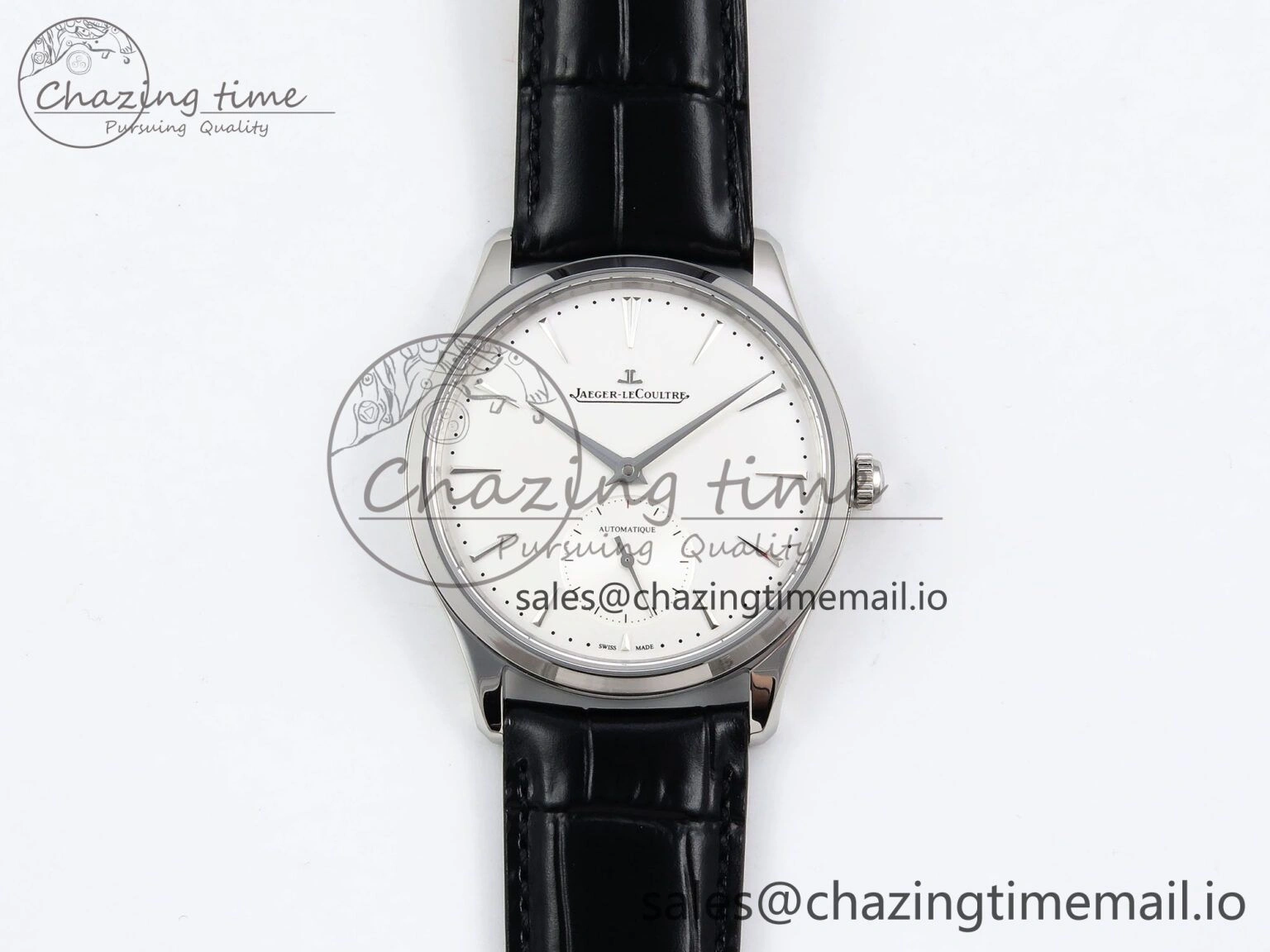 Master Ultra Thin Small Second SS APSF 1:1 Best Edition White Dial on Black Leather Strap SA896 Super Clone